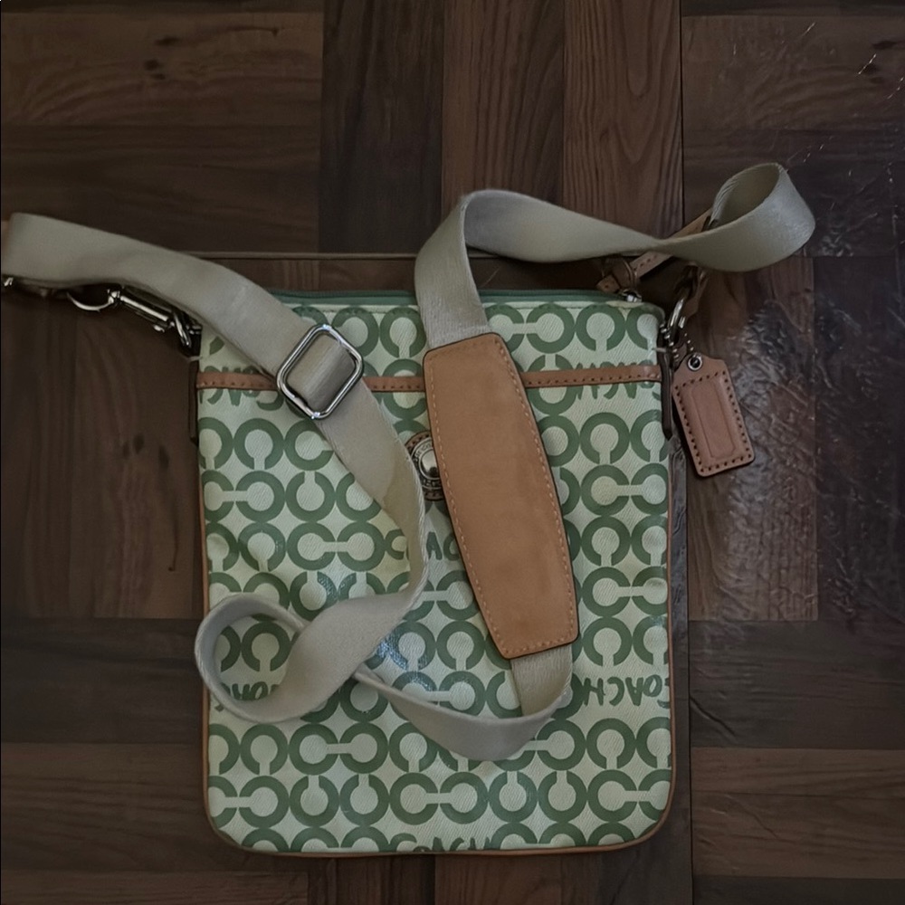 Coach Green and Tan Men's Messenger Bag